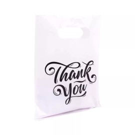 ysmile Small Thank You Plastic Merchandise Bag for Business, Retail Plastic Shopping...
