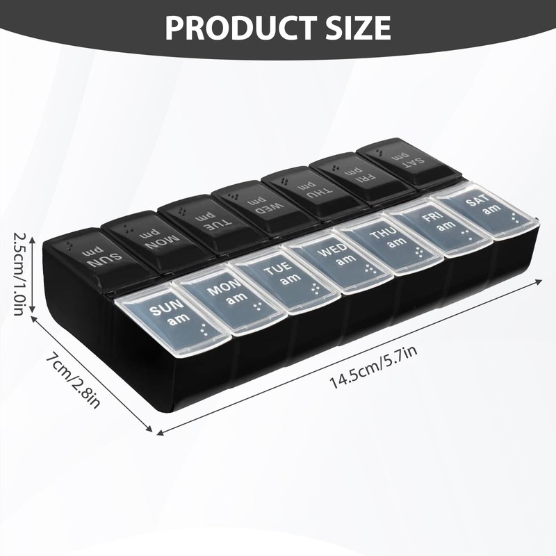 Pill Boxes 7 Day 2 Times A Day, Easy Fill