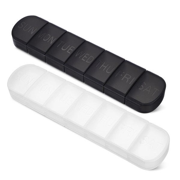 Healeved 2pcs Weekly Medication Organizer for Travel Portable Daily Case