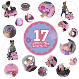 Radio Flyer Busy Buggy Ride On Toy Car with 17 Interactive Activities, Sit-to-Stand for Ages 1-3, Features Built-in Storage, Walk or Ride Options for Toddler Development and Play