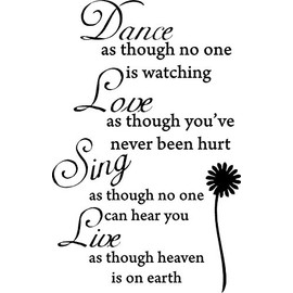 Picniva Dance Love Sing Live Wall Quotes Decal Removable Stickers Decor Vinyl Art (15'' X 23'', Black)