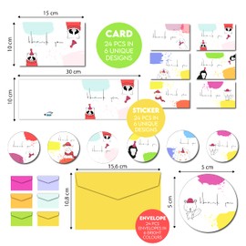 NIMU 24 Pieces Premium Thank You Cards in 6 Unique Cute Animal Theme Designs with 24 pieces Envelopes and 24 Pieces Stickers