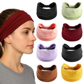 Laveroar 8-Pack Wide Headbands for Women – Soft Fabric, Breathable & Stylish Design – Retro Wide Headbands for Women for Yoga, Makeup, Sports & Daily Wear