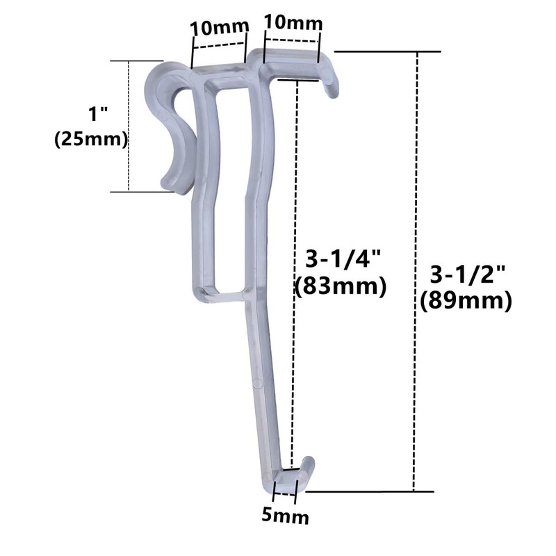 Cutelec 6pcs 3-1/4" Valance Clips Clear Plastic Hidden Retainer Holder
