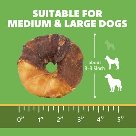 MON2SUN Dog Treats, 3-3.5 Inch Triple Flavor Wrapped Rawhide Donuts, 10.6oz