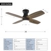 FINXIN Indoor Low Profile Ceiling Fan LED 36 Walnut Ceiling
