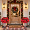 20 Pcs Christmas Poinsettia Flowers Artificial Pine Stems with Pinecone