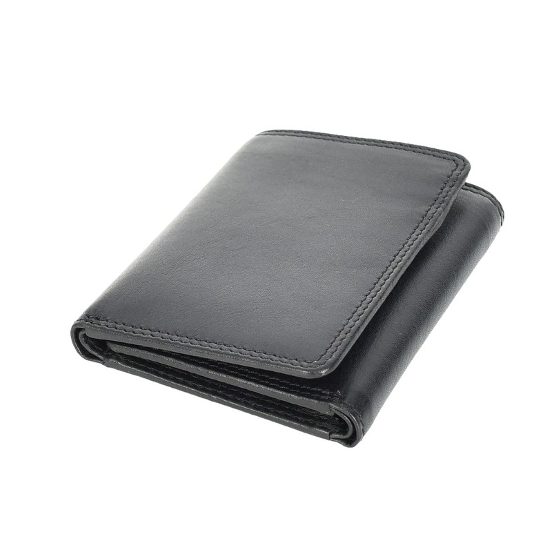 Mens Real Leather Tri-fold RFID Protected Slim Wallet Banknotes Credit