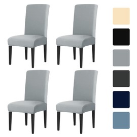 LUSCHEER Dining Room Chair Covers Set of 4, Chair Protector Slipcovers Stretch Removable Washable Decoration Seat Cover for Hotel, Ceremony, Banquet, Kitchen, Restaurant, Home (Grey)