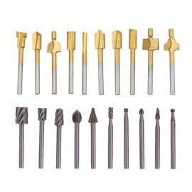 Juego de brocas de grabado de carburo HSS y brocas de ranurador de 1/8 pulgadas (3 mm) para herramientas giratorias, accesorios para carpintería, tallado, grabado, perforación (dorado)