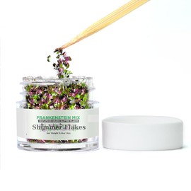 Bakell Shimmer Flakes - Frankenstein Mix (4g 1x Jar) | Green, Purple, and Black Food-Grade Edible Glitter Flakes for Cakes, Cupcakes, Confections, & More!