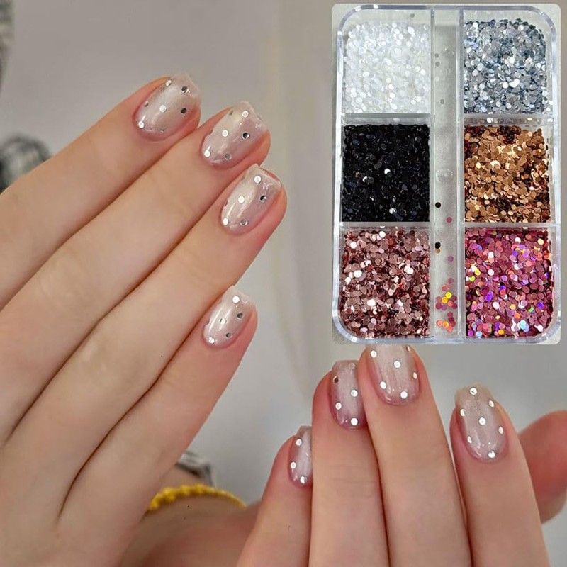 CHENLONB Nail Hologram Nail Sequins 2 Case, Ultra Thin, Sparkly
