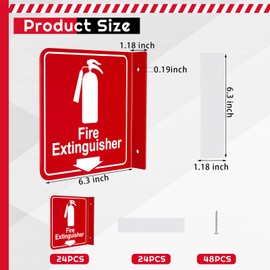 Barydat 24 Pcs Fire Extinguisher Signs 6.3" x 6.3" Fire Extinguisher with Pre Drilled Mounting Hole and Down Arrow Industrial Warning Signs Include Screws and Adhesive Tapes for Home Office Business