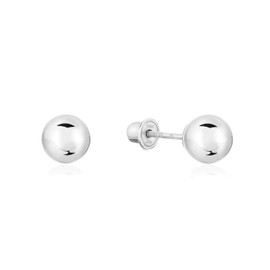 14k White Gold Ball Stud Earrings with Secure Screw-backs (5mm)