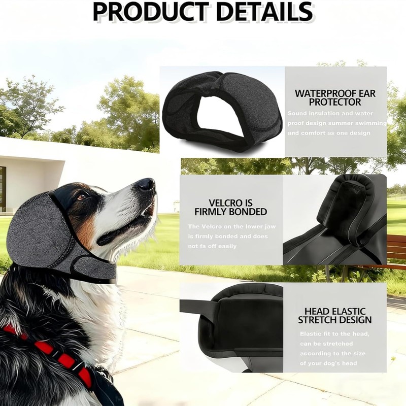 JOLNNKHF Dog Ear Muffs, Waterproof Calming Hoodie, Anti-Anxiety Ear Covers