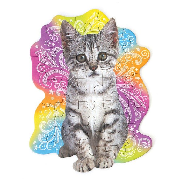 Playhouse Tabby Kitten 25-Piece Die-Cut Shaped Mini Puzzle for Kids