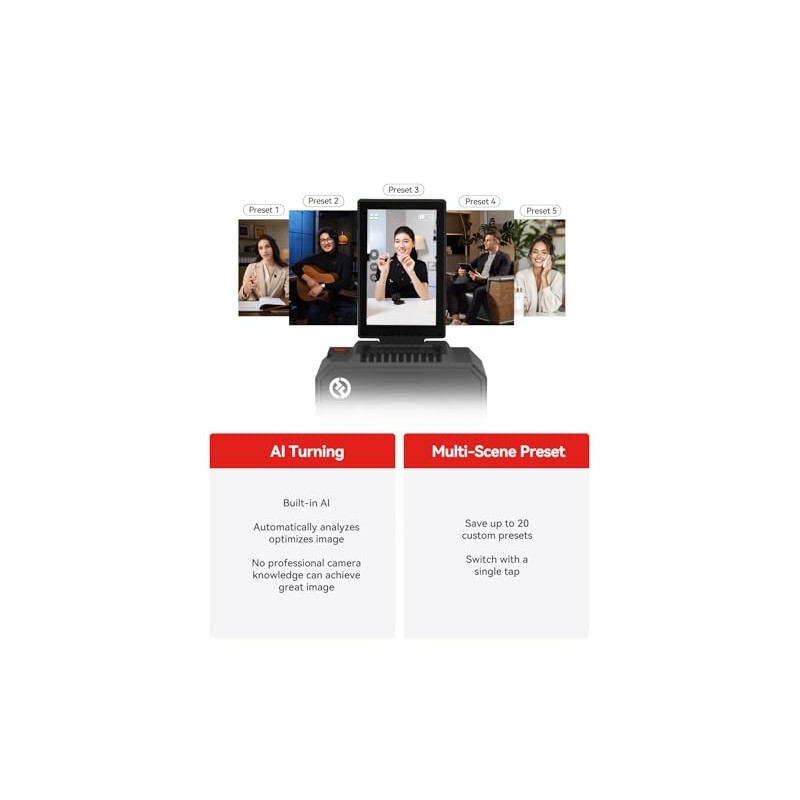 Hollyland VenusLiv Air Cámara Web 4K con IA, Encuadre Automático,