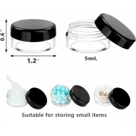 40pcs 5 Gram Cosmetic Containers. Tiny Makeup Sample Containers Small Pot Jars Clear Round Cosmetic JarsSample Jars Tiny Makeup Sample Containers with lids (Black Lid)