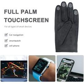 Zjjseloru Womens Elegant Genuine Lambskin Leather Driving Gloves Unlined, Touchscreen, Black, L