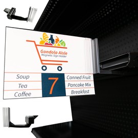 Magnetic Protruding Gondola Shelf Sign Holder, Stick Out Aisle Sign Display, Black, 5 Pack