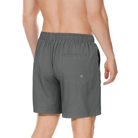 American Trends Men's Swim Trunks Board Shorts Quick Dry Mens Swimming Trunks Swim Pants with Compression Liner, Grey