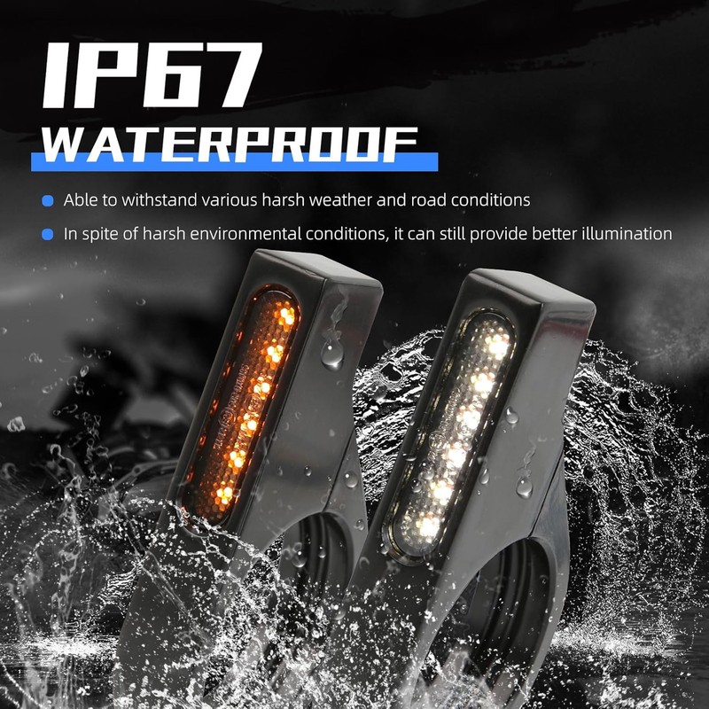 DREAMIZER 2PCS Flowing LED Motorcycle Turn Signals w/Running Light 12V