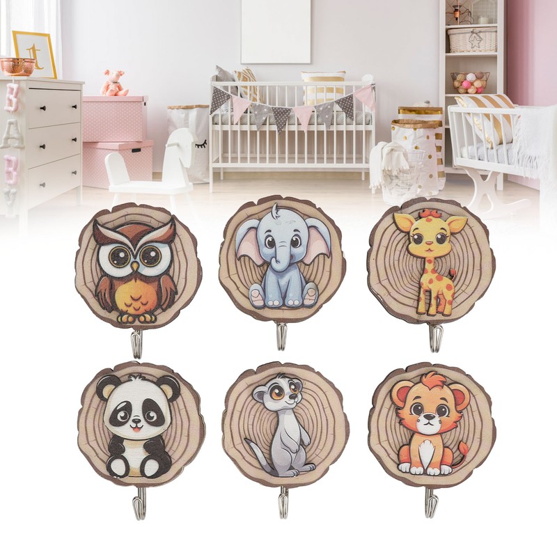 Children Cartoon Clothes Hook No Drilling Lovely Self Adhesive Kids