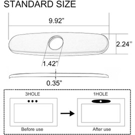 10" Faucet Hole Cover Deck Plate,Hole Cover Deck Plate Escutcheon,Escutcheon for Bathroom or Kitchen Sink Hole Mixer Tap,SUS304 Stainless Steel（Silver and Matte Black)