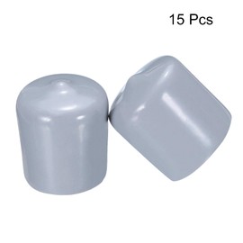 sourcing map 15pcs Rubber End Caps 22mm(7/8") ID PVC Vinyl Round End Cap Cover Screw Thread Protectors Grey