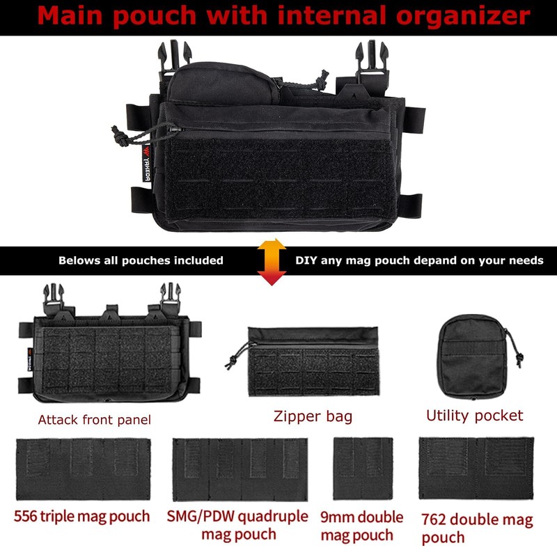BOMTURN Chest Rig Tactical Airsoft Chest Rig 1000D Molle Micro