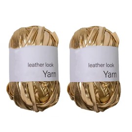 Yalulu Metallic T-Shirt Yarn, 2 x 100 g (2 x 40 m) Fabric Shiny Yarn Shiny Fabric Knitting Yarn, Metallic Yarn for Crochet Bags (Gold)