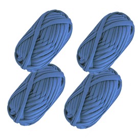 4 Pack T-Shirt Yarn Fettuccini Zpagetti Ball, 120 Meter Fabric Cloth Knitting Yarn for Hand DIY Bag Blanket Cushion Crocheting Projects (Denim Blue)
