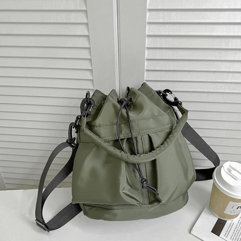 Drawstring Bag, 2-Way Women's, Nylon, Ultra Lightweight, Handbag, Shoulder Bag,