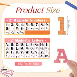 Engrowtic 152 Pcs Magnetic Letters Numbers Set 2'' Magnetic Letters Numbers for Whiteboard Classroom Fridge Magnetic Alphabet Letters Kit for Educational Tool Home Learning(Black Stitch Bold Block)