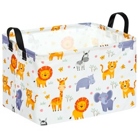 HUAYEE Rectangle Zoo Pattern Gift Basket Storage Bin Laundry Hamper Storage Organization Box Nursery Hamper for Clothes with Handles