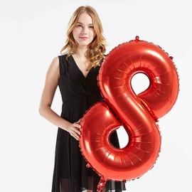 40inch Red Foil 85 Helium Jumbo Digital Number Balloons, 85th Birthday Decoration for Women or Men, 85 Birthday Party Supplies