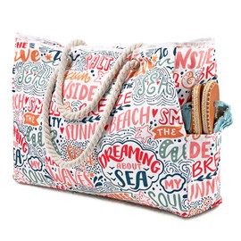 Beach Bags for Women - Large Beach Tote Bag, Women Sandproof Pool Bag, Beach Bag for Pool Gym Grocery Travel