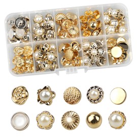 Zfseyuh Pack of 100 Faux Pearl Buttons, Buttons for Women and Girls, 10 Styles, Small Buttons for Clothing, Hat, Jean, Coat, Shirt, DIY Decoration, Dress, Clothing, Jumper (10-12 mm)