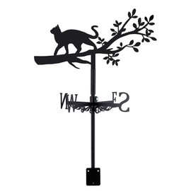SUPERDANT Cat Weather Vane Cat on Branches Metal Weathervane Animal Wind Vanes Weathercock Decorative Wind Direction Wind Vanes Signs for Farmhouse Outdoor Garden Lawn Roof Paddock Decoration