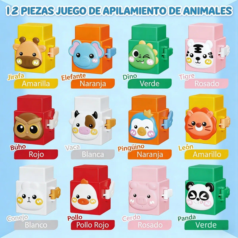 Bloques Apilables Coloridos Montessori Para Bebs 0-2a