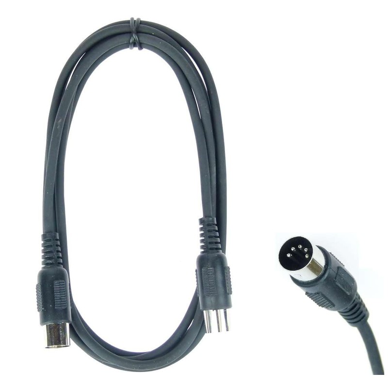Paccs 2 x 2 m Midi Cable, 5-Pin Black, DIN