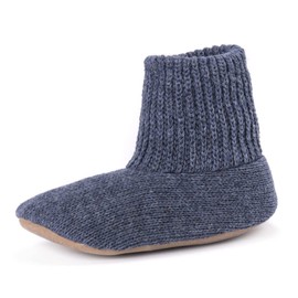 MUK LUKS Men's Morty Ragg Wool Slipper Sock, Denim, Medium