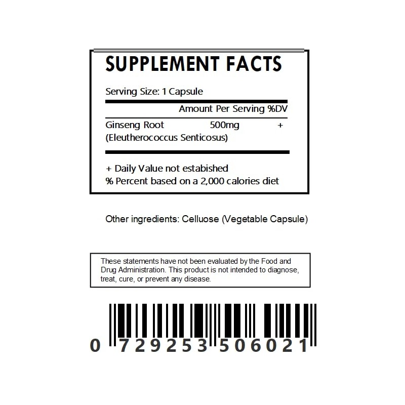 Generic Ginseng - Siberian - Eleuthero Root Capsules - 30