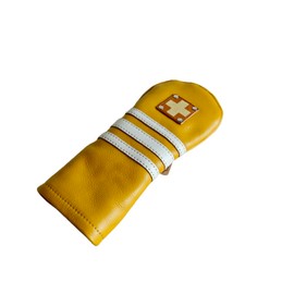 KinoshoTRANSIT Full Leather Utility Headcover 2023 Model [KHG-UC UT UX 3 Types] (Three Line/67 Yellow/Camel)