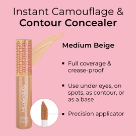MCoBeauty Instant Concealer Camouflage & Contour, Medium Beige, Perfecting Contour with Flawless Coverage, Vegan, Cruelty Free Cosmetics