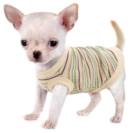 Elevate Your Pet's Comfort and Fashion: Premium 100% Cotton Rib Dog Shirt Vest for Small Breeds Like Chihuahuas, Yorkies, and Puppies .Year-Round Style with Tank-Style Puppy Attire Beige X-Small