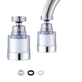 Filtro de llave giratorio de 360 grados, filtro de agua para fregadero, purificador de agua, filtro purificador de agua, filtro para cocina y baño, elimina metales pesados y agua dura (azul)