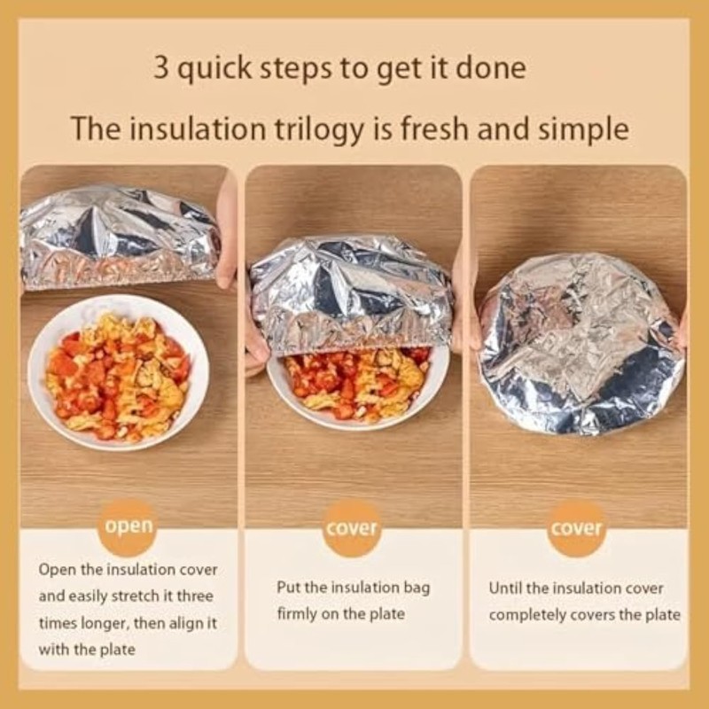 Pull style Reusable Aluminum Foil Food Covers, Elastic Stretch Design