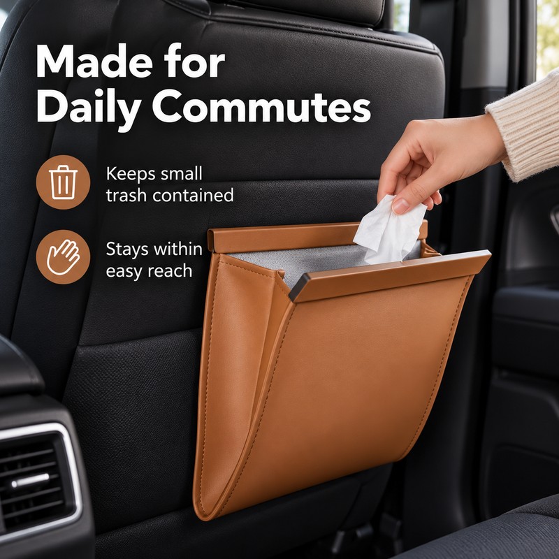 Magnetic Car Trash Bag for Interior Waste Storage – PU