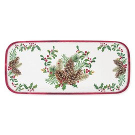 UPware 15 Inch Melamine Rectangle Serving Tray, BPA Free Food Tray (Pinecones)